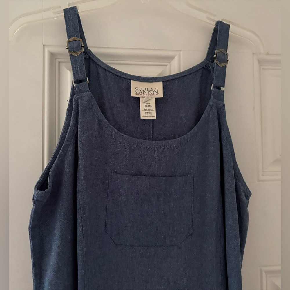 Vintage 90’s Denim Maxi Pinafore Dress Medium - Picture 2 of 7